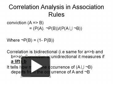 PPT – Correlation Analysis in Association Rules PowerPoint presentation ...