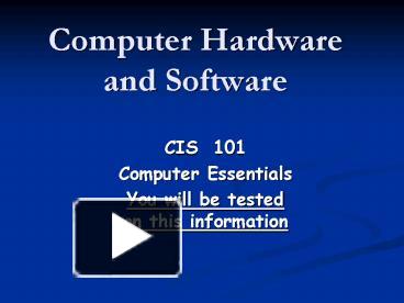 Computer Hardware and Software presentation | free to view