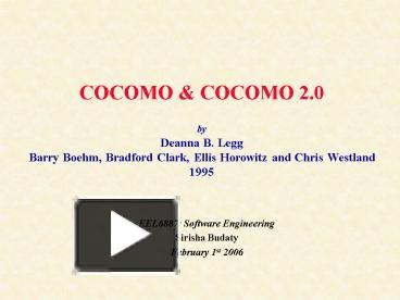 PPT – COCOMO PowerPoint presentation | free to view - id: a2d13-Y2I0N
