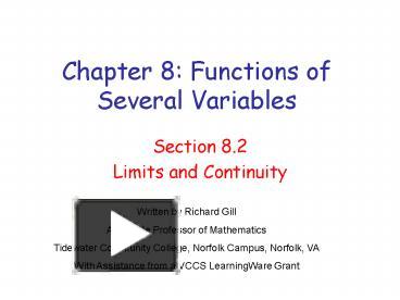 Chapter 8: Functions of Several Variables presentation | free to view