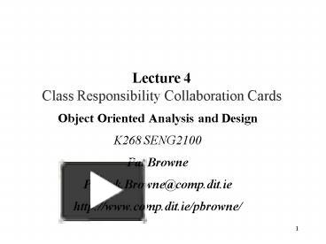 Lecture 4 Class Responsibility Collaboration Cards presentation | free ...