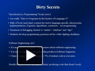 PPT – Dirty Secrets PowerPoint presentation | free to view - id: a5da5 ...