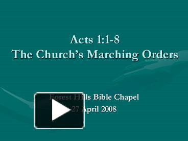 Acts 1:18 The Churchs Marching Orders presentation | free to view