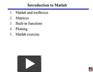 Introduction to Matlab presentation | free to view