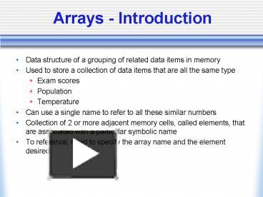 PPT – Arrays Introduction PowerPoint presentation | free to view - id ...