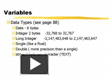 Variables presentation | free to view