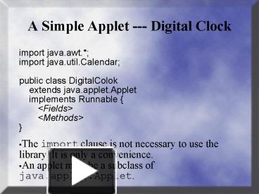PPT – A Simple Applet Digital Clock PowerPoint presentation | free to ...