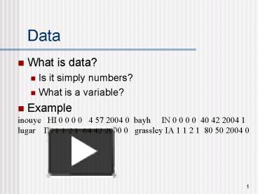 PPT – Data PowerPoint presentation | free to view - id: c21d2-ZDc1Z