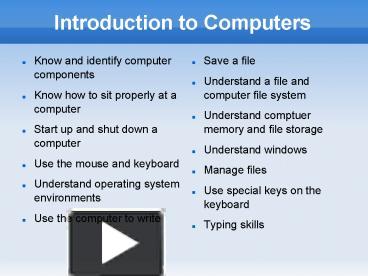 PPT – Introduction to Computers PowerPoint presentation | free to view ...