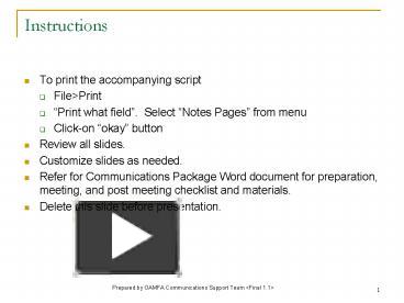 Instructions presentation | free to view
