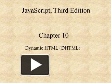 Dynamic HTML DHTML presentation | free to view