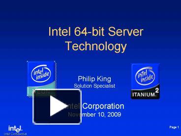 PPT – Intel 64bit Server Technology PowerPoint presentation | free to ...