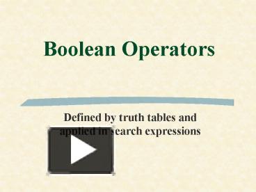 PPT – Boolean Operators PowerPoint presentation | free to view - id ...