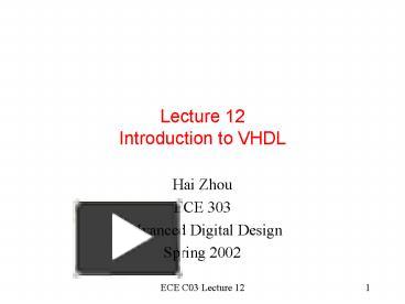 PPT – Lecture 12 Introduction to VHDL PowerPoint presentation | free to ...