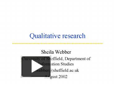 Qualitative research presentation | free to view
