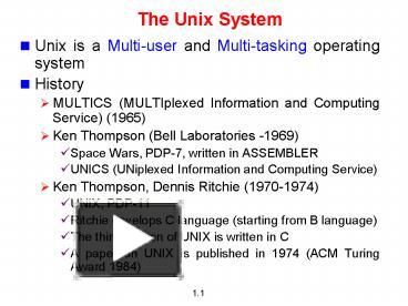 PPT – The Unix System PowerPoint presentation | free to view - id ...