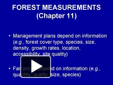 FOREST MEASUREMENTS Chapter 11 presentation | free to view
