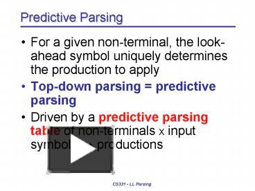 PPT – Predictive Parsing PowerPoint presentation | free to view - id ...
