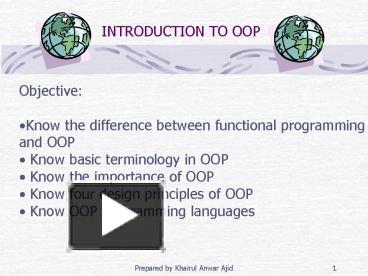 INTRODUCTION TO OOP presentation | free to view