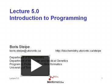 Lecture 5.0 Introduction to Programming presentation | free to view