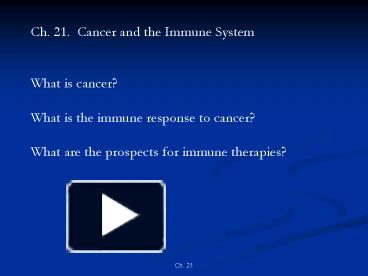 PPT – Ch' 21' Cancer and the Immune System PowerPoint presentation ...