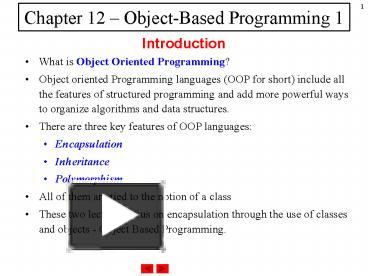 PPT – Chapter 12 ObjectBased Programming 1 PowerPoint presentation ...