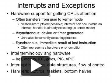 Interrupts and Exceptions presentation | free to view