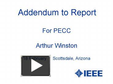 Addendum to Report presentation | free to view