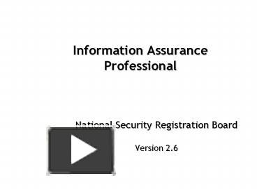 PPT – Information Assurance Professional PowerPoint presentation | free ...