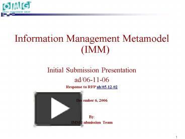 PPT – Information Management Metamodel IMM PowerPoint presentation ...