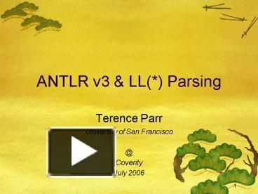 ANTLR v3 presentation | free to view