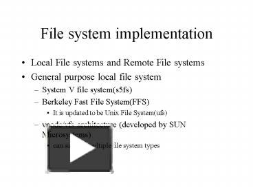 PPT – File system implementation PowerPoint presentation | free to view ...