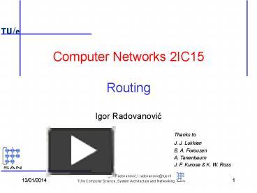PPT – Computer Networks 2IC15 Routing PowerPoint presentation | free to ...