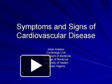 Symptoms and Signs of Cardiovascular Disease presentation | free to view
