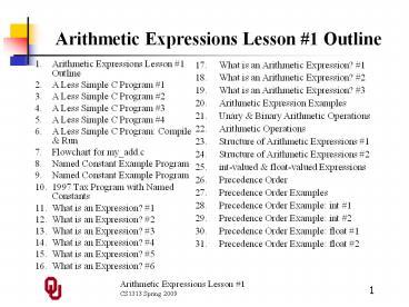 PPT – Arithmetic Expressions Lesson PowerPoint presentation | free to ...