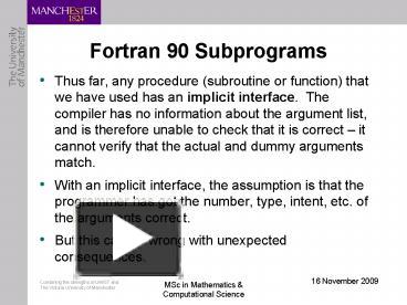 PPT – Fortran 90 Subprograms PowerPoint presentation | free to view ...