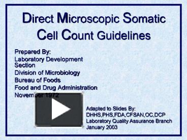PPT – Direct Microscopic Somatic Cell Count Guidelines PowerPoint ...