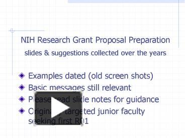 NIH Research Grant Proposal Preparation presentation | free to download